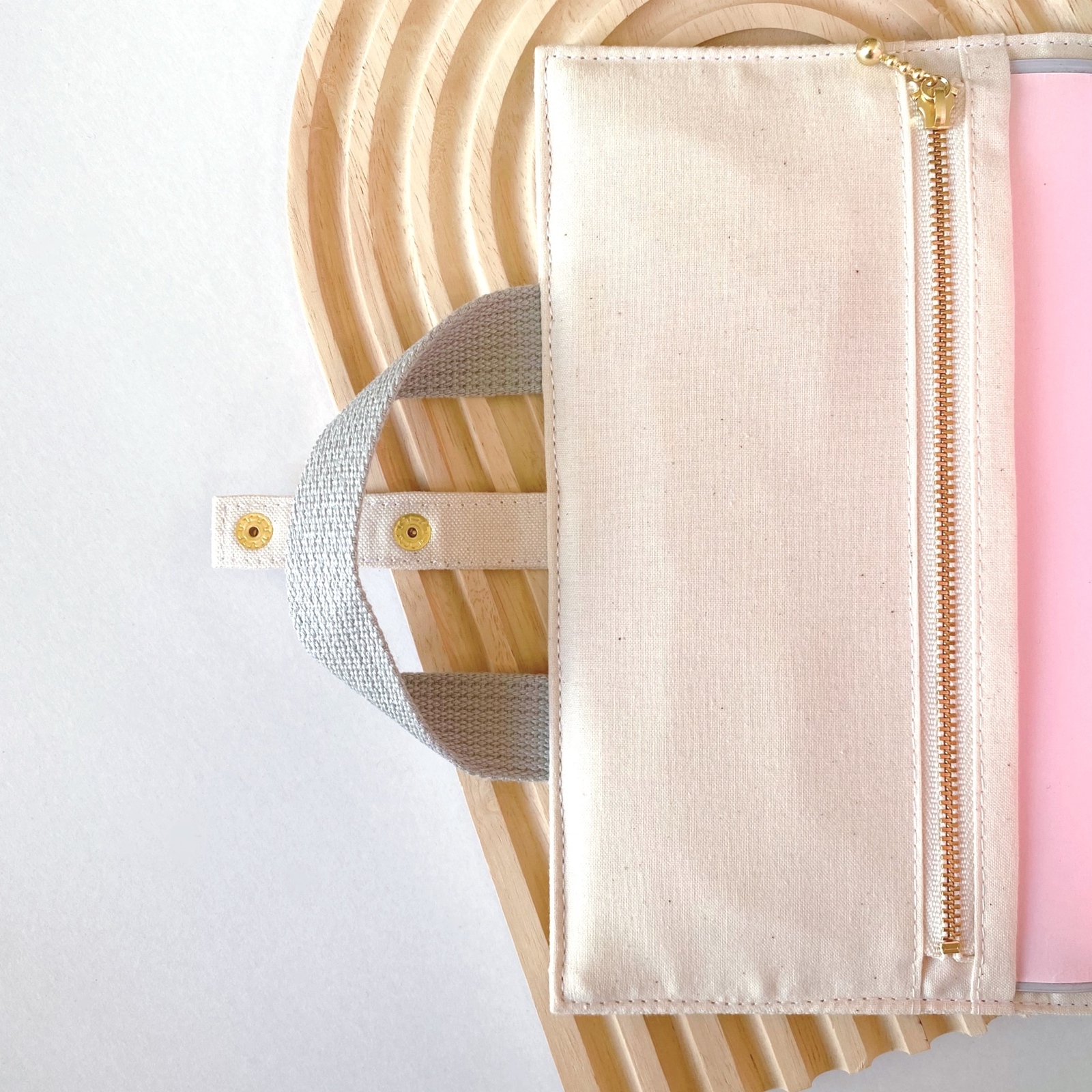 くまさんレビューブックカバー〖gingham beige〗 - hello! AOUI