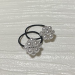 パール　ビーズボール　ベビー&キッズ　ヘアゴム　silver 