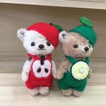 ハンドメイド　フルーツシリーズ　アップルリンゴコスチューム小さなテディベア風クマぬいぐるみ🧸