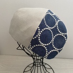 綿麻と刺繍生地のベレー（ブルー）