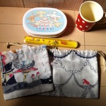 カナリア小鳥　ガーゼの巾着袋&コップ入れ＊お弁当箱入れ＊