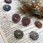 金属アレルギー対応 ❁アンティークガラス風　お花　　ピアス　イヤリング❁　