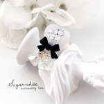 🖤monochrome Angel ring : 03 ✵ モノクロの天使と揺れるオーロラビーズの指輪  フリーリング ハート型
