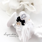 🖤monochrome Angel ring : 04 ✵ モノクロの天使と揺れるオーロラビーズの指輪  フリーリング ハート型