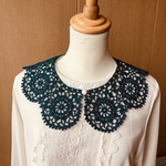 レース糸のピコットいっぱいの付け襟