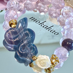 一点物✩.*˚フローライト蛇&ラベンダーアメジストブレスレット