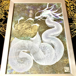 白龍エネルギーアート✨縁起物　一筆龍　絵画　置物　龍　隕石　開運