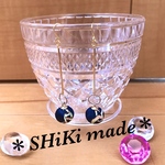ネイビー(柄付き)♡ボールチャーム＊ピアス/イヤリング