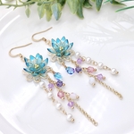 シャラララ蓮の花ブルー(ピアス,イヤリング)(ディップアート)