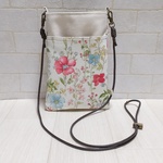 ◆再販◆ ボタニカルフラワー 花柄×生成り帆布 スマホ ポシェット サコッシュ  