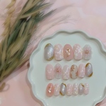 ひらりと桜舞う、お花見ネイルチップ【計測不要・即日発送】お花見、入学式、間に合います。フリーサイズネイルチップ・プレゼントにも◎ チップ装着に必要なアイテム全て付属