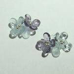 ガラスの花（紫＆水色）　ピアス or イヤリング