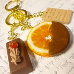 *限定*チョコかけオレンジのキーホルダー*皮チャームナチュラル*