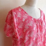 <SALE>フリルスリーブワンピース / 赤ｘ葉