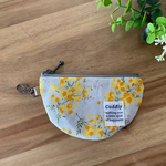 北欧ミモザブーケ　くすみグレー　ミニポーチ　半月のかたち