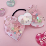 いぬ♡ ゆめかわ　チュールリボン　ポニー用　ハンドメイド　リボン　ヘアゴム　キッズ