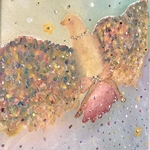 絵画 アート 壁掛け イラスト 手書き 絵 原画 キラキラ 動物 絵本作家 子供部屋 ヒーリングアート 優しい 平和 ポスター タペストリ 鳥