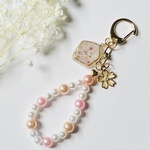 レジンアクセサリー さくら チャーム パール キーホルダー