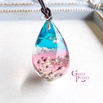 花雫【青空と桜】　ネックレス/ペンダント　雲レジンアクセサリー