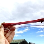 両面クリア生地　超スリムクリアペンケース　ラミネート　16cmファスナー赤　