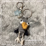 ハシビロコウさん♡かわゆいミニサイズ🌼あみぐるみキーホルダー(受注制作)⭐️水色星チャーム版⭐️