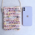 ⭐︎2点限定販売⭐︎【フランス生地✳︎バイカラーフレンチツイード　B】スマホポシェット　化粧ポーチ　パスポートケース
