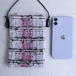 ⭐︎1点限定販売⭐︎【フランス生地✳︎バイカラーフレンチツイード　D】スマホポシェット　化粧ポーチ　パスポートケース