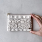 flat pouch S /インド刺繍リボンのフラットポーチ