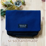 現場の声から出来た大人の横型移動ポケット　8号帆布　ブルー　　内ポケット付き