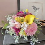 【ご検討（お取り置き）中】1点限り　happy yellow春色ラウンドブーケ（花束/ブーケ）ギフトラッピング無料