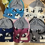 【再12】パンダ5色24×20❤️ミニポケットティッシュ付⭐️大きめ給食袋、コップ袋、オムツ入れなどに⭐️お名前タグサービス⭐️色お選びください⭐️
