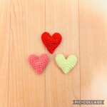 【送料無料】ハートのあみぐるみ3個セット♡　ハンドメイドパーツ　　インテリア