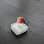 ピンクコーラル（桃色珊瑚）　カールアームリング　SILVER925