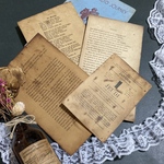 ☆4枚お洒落なアンティーク古書☆A珈琲染め　コラージュ　ラッピング 販促