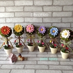 【💜再販】粘土の花◆淡色パステル♪チューリップ咲く♪花のトピアリー【約19㎝】🌼🌼