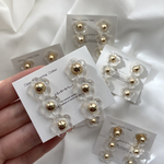 3連フラワー (ピアス/イヤリング/クリア/花)