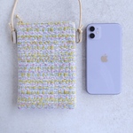⭐︎2点限定販売⭐︎【フランス生地✳︎バイカラーフレンチツイード　M】スマホポシェット　化粧ポーチ　パスポートケース