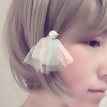 明けの明星☆ふわふわリボンの星空ヘアピン