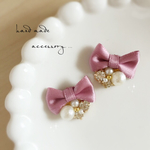 ribbon⋈*×bijou ピアス/イヤリング purple pink