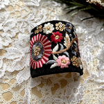 シックブラック/インド刺繍リボンのポニーフック