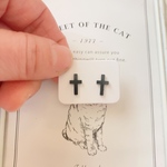 黒　十字架ピアス　ステンレスピアス