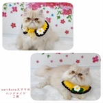 2way 🌸フラワースタイ🌸　黄色🐝　ペット　猫　首輪　スタイ　前掛け　襟