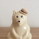 しろくま貯金箱　カンカン帽(ナチュラル)