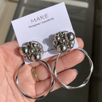シルバービーズシルバーフープピアス／イヤリング