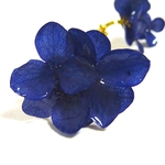 本物のお花❀あじさいのイヤークリップ#navy