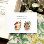 Lop rabbit & teacup earring｜たれ耳うさぎ＆ティーカップのイヤリング・ピアス〔動物シリーズ〕 