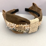 LINTON TWEED♡大人のためのリボンカチューシャ♡ブラウンリネン