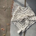 crochet block scarf ▸ クロシェスカーフ　クロシェ　スカーフ　手編みスカーフ　ベビースカーフ　付け襟　つけ襟　つけえり　棒針　かぎ針
