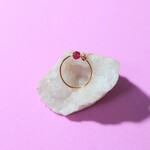 【再販】ルビー キラキラ 天然石 ストーン付き オーブン ピンキーリング