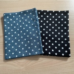 SALE❗️サイズが選べる‼️w60×40cm w55×35cm など【ランチョンマット2枚セット】 デニム風 黒色&灰青水色 シンプル 星柄 スター 星 オックス生地 男の子 小学校